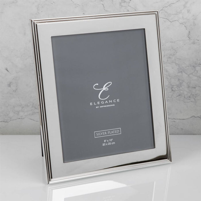 Elegance By Impressions Silverplated Rib Edge Premium Photo Frame with Gift Box