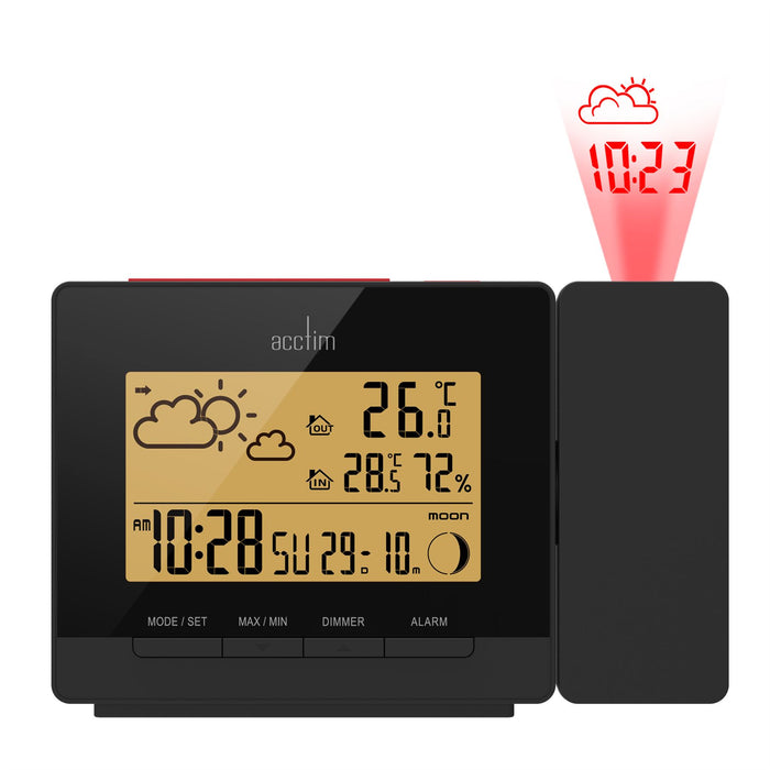 Acctim Neige Black Weather Station & Projector Alarm Clock