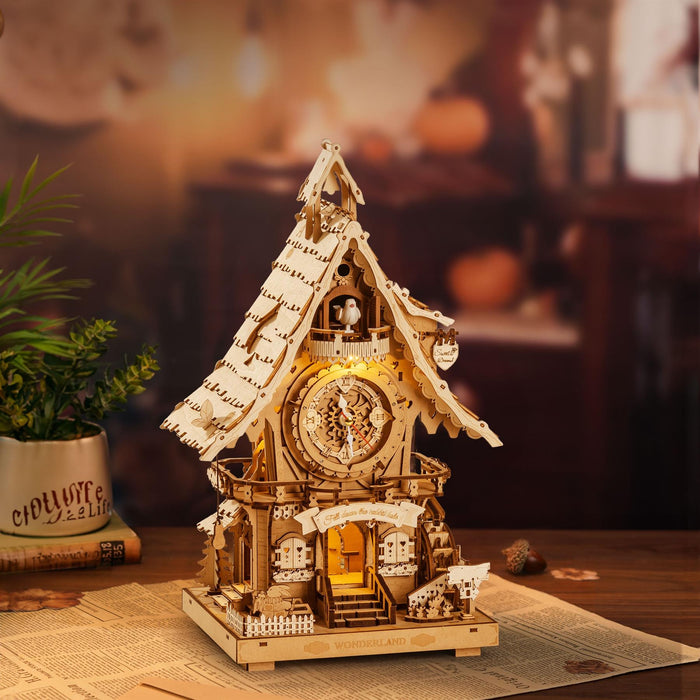 Rokr Cuckoo Clock (Plain Wood) 3D Puzzle Kit