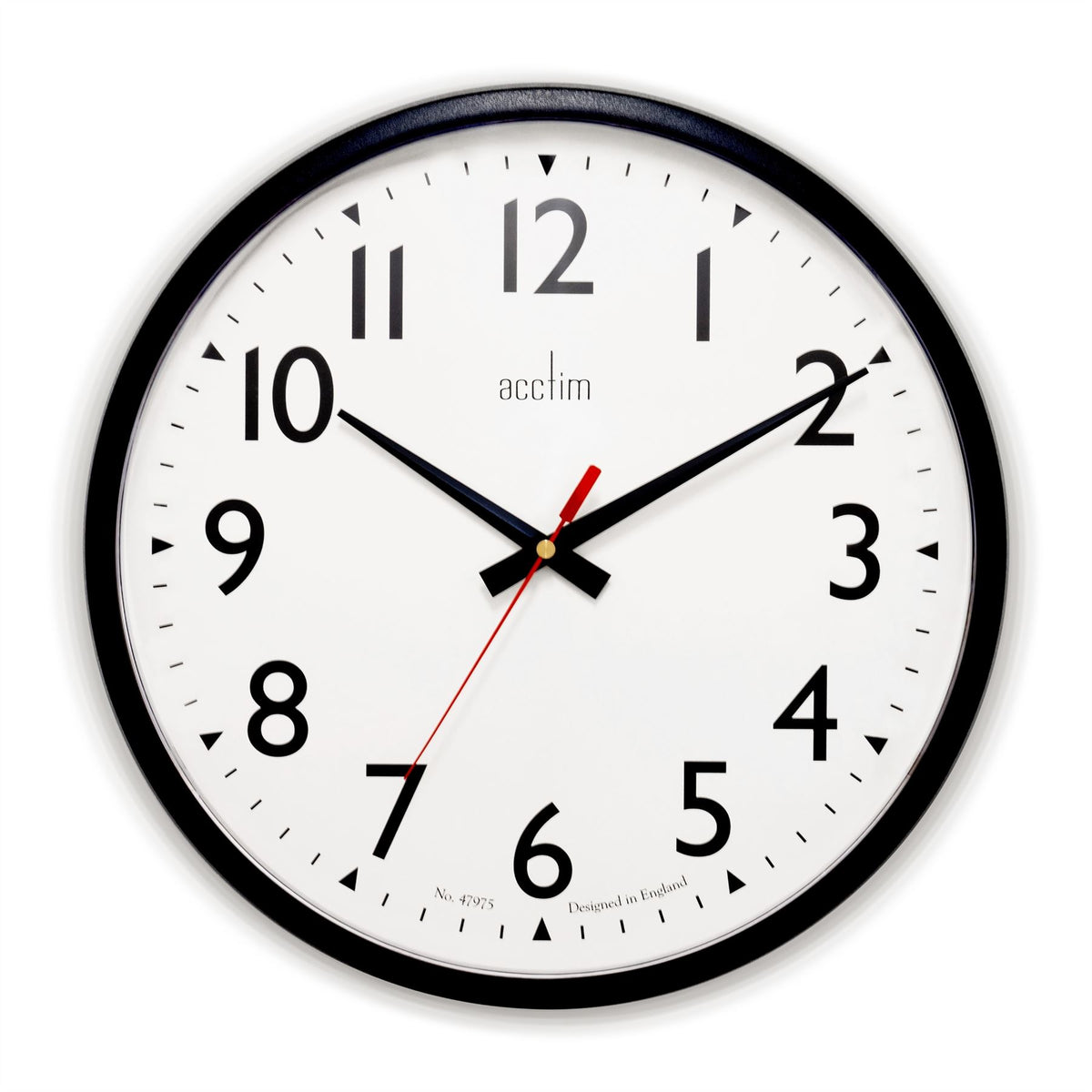 Acctim Commander Black Shatterproof Wall Clock — Aspen Of Hereford Ltd