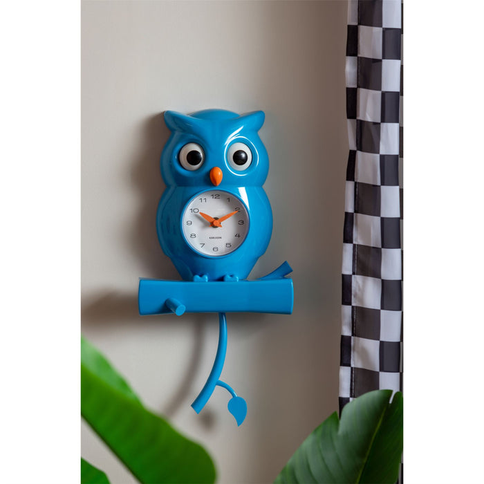 Karlsson Owl With Moving Eyes Pendulum 37.5cm Wall Clock