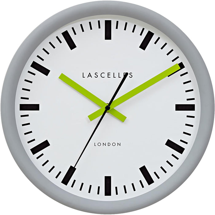 Lascelles Swiss Grey Station Silent Sweep Wall Clock
