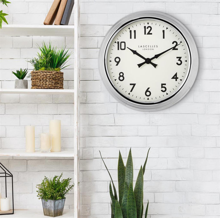 Lascelles Large Chrome Silent Wall Clock