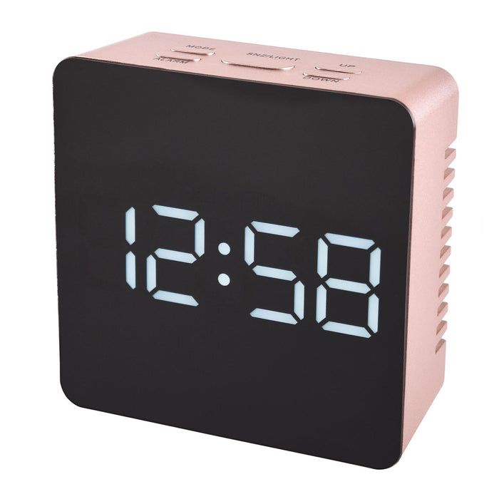 Acctim Lexington Rose Gold Mirror Digital Alarm Clock