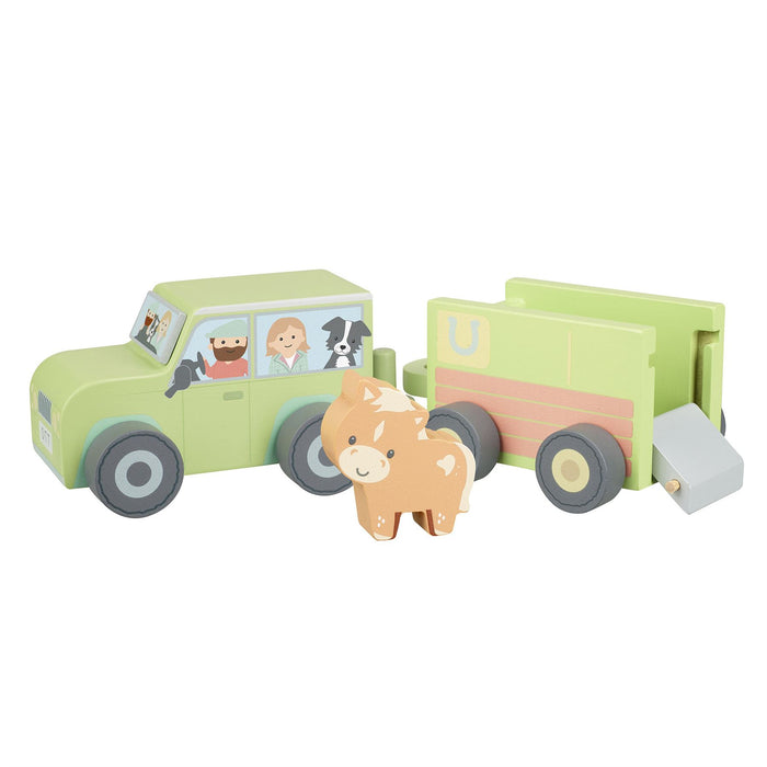 Orange Tree Toys Wooden Farm 4x4 with Horse Box