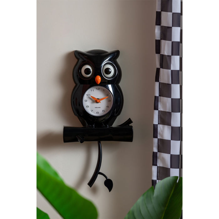 Karlsson Owl With Moving Eyes Pendulum 37.5cm Wall Clock