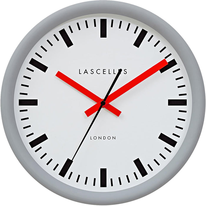 Lascelles Swiss Grey Station Silent Sweep Wall Clock