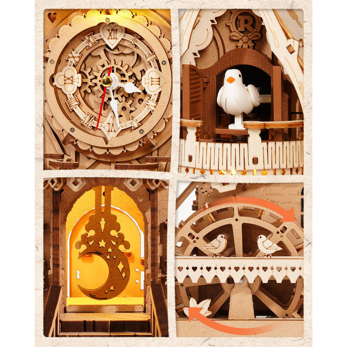 Rokr Cuckoo Clock (Plain Wood) 3D Puzzle Kit