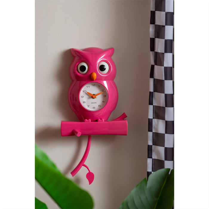 Karlsson Owl With Moving Eyes Pendulum 37.5cm Wall Clock
