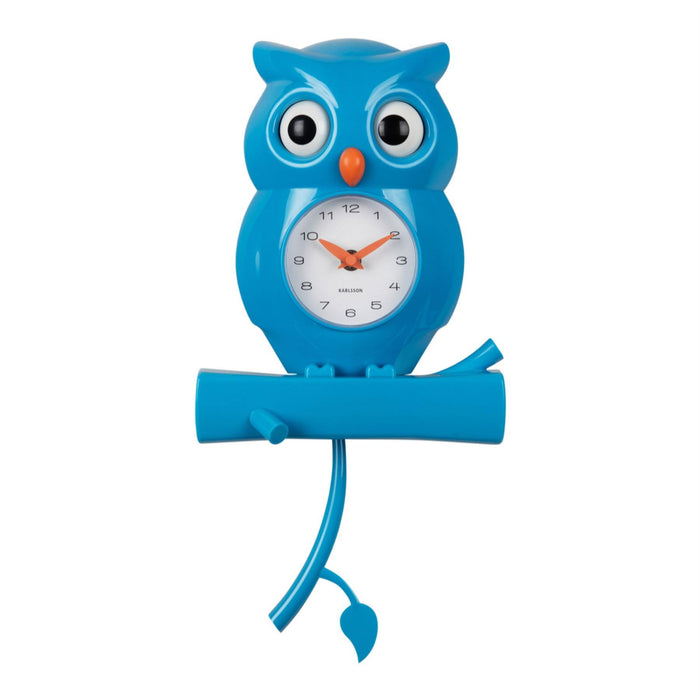 Karlsson Owl With Moving Eyes Pendulum 37.5cm Wall Clock