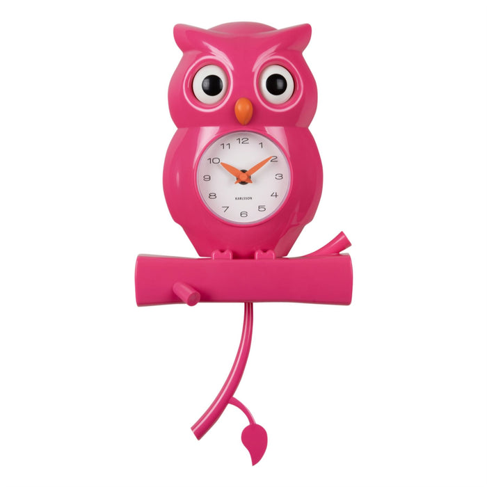 Karlsson Owl With Moving Eyes Pendulum 37.5cm Wall Clock