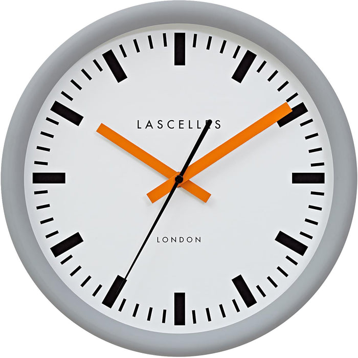 Lascelles Swiss Grey Station Silent Sweep Wall Clock