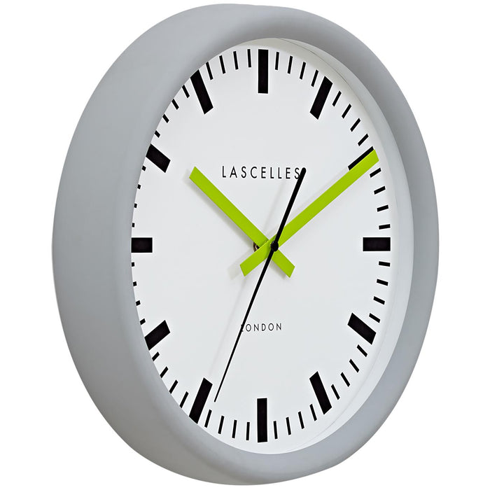 Lascelles Swiss Grey Station Silent Sweep Wall Clock
