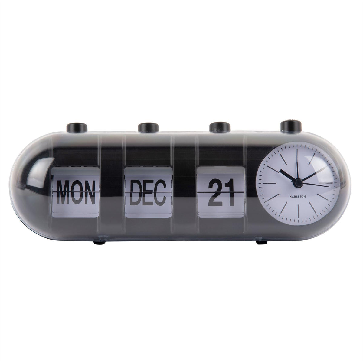 Karlsson Retro Tube Calendar Flip Alarm Clock — Aspen Of Hereford Ltd