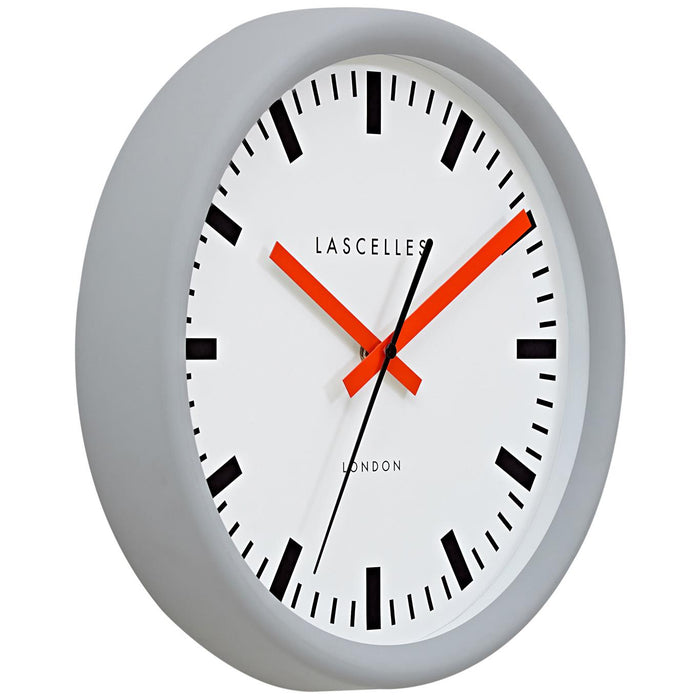 Lascelles Swiss Grey Station Silent Sweep Wall Clock