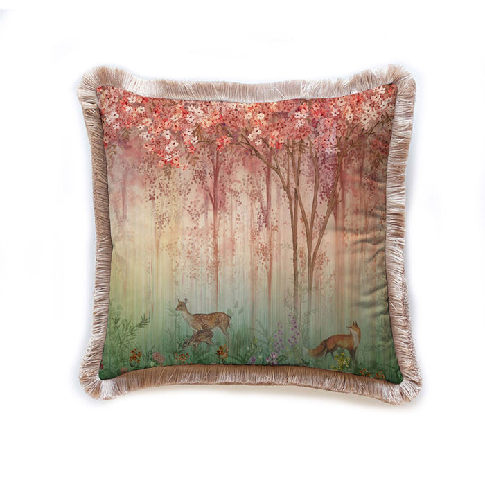 Ada Wall Red Flowers & Gazelles Cushion