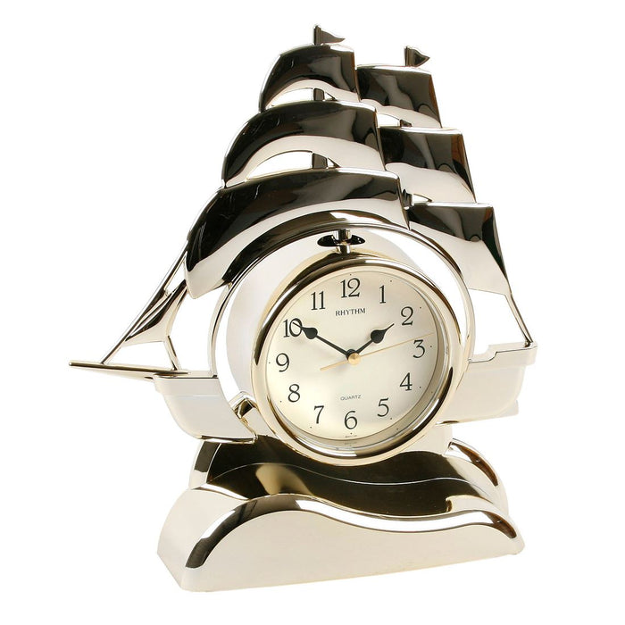 Rhythm Ship Pendulum Gilt Mantel Clock