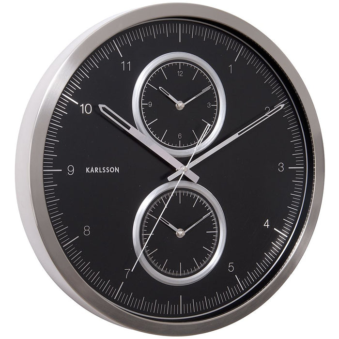 Karlsson 60cm Multiple Time Brushed Aluminium Wall Clock