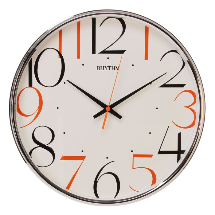 Rhythm Plastic Round with Coloured Numerals Wall Clock