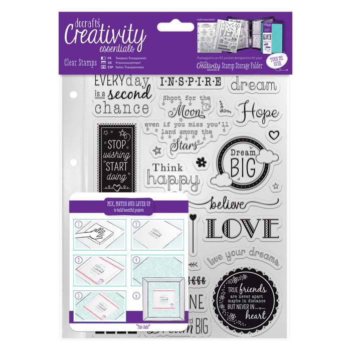 Docrafts A5 Clear Stamp Set 31 Pieces - Inspirational Sentiments