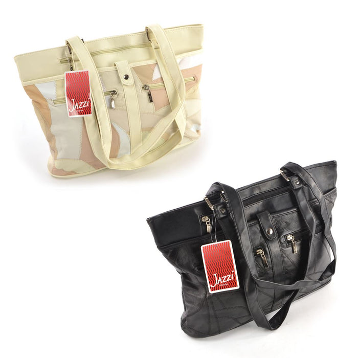 Jazzi Double Compartment Leather Shoulder Handbag