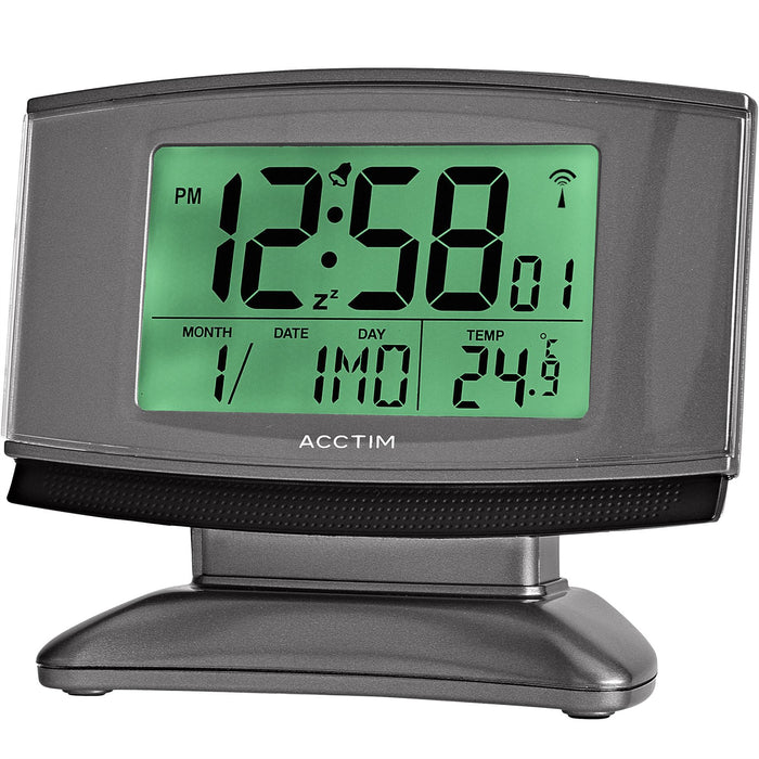 Acctim Cuba Digital Alarm Clock in Titanium/Black