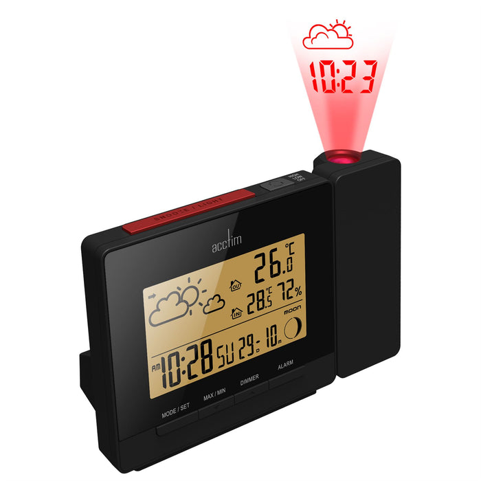 Acctim Neige Black Weather Station & Projector Alarm Clock