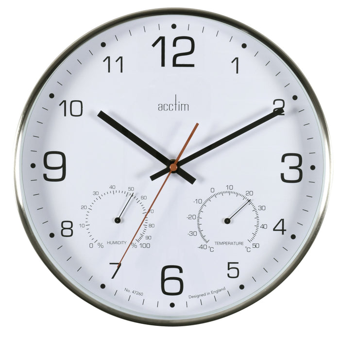 Acctim Komfort Brushed Steel Silent 30.5cm Wall Clock
