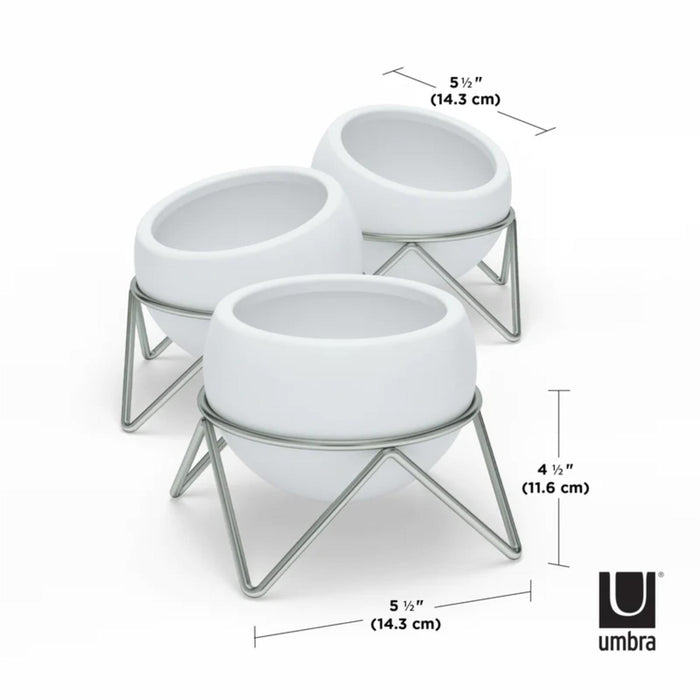 Umbra Potsy Set of Three Ceramic Pots with Stands