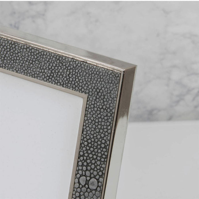 Elegance By Impressions Nickel Plated Grey Faux Shagreen Premium Photo Frame with Gift Box