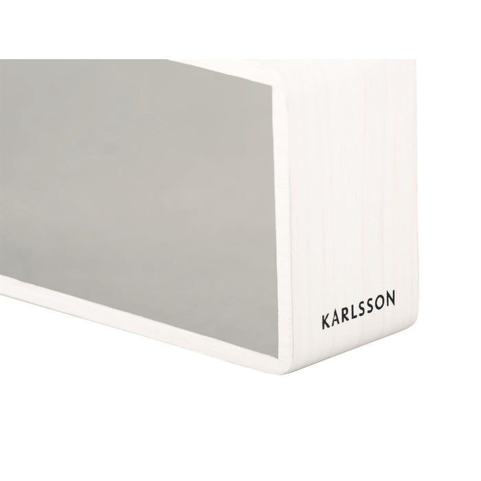 Karlsson Silver Mirror and Wood Veneer Alarm Clock