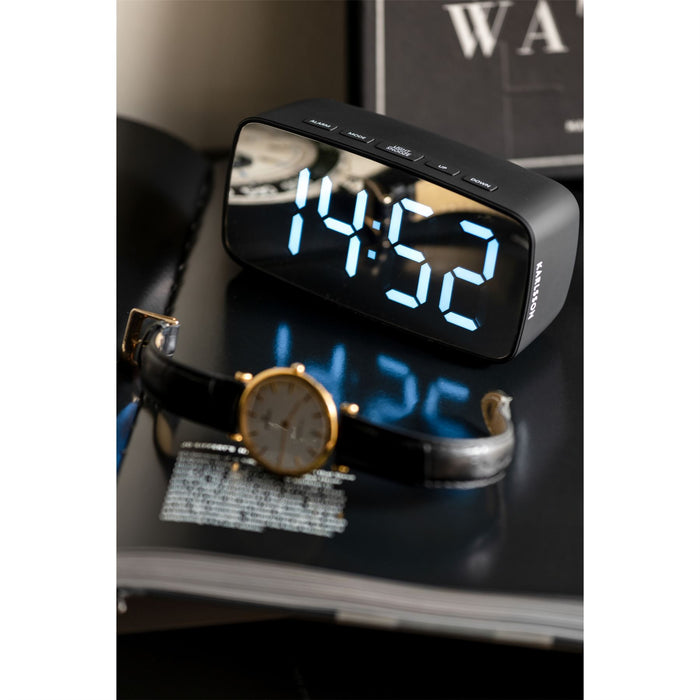 Karlsson Silver Mirror LED Alarm Clock