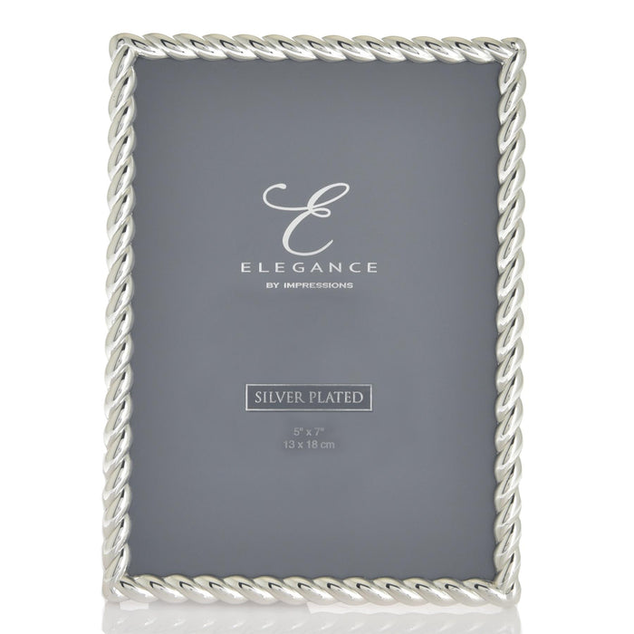 Elegance by Impressions Silver Plated Rope Twist Photo Frame with Gift Box