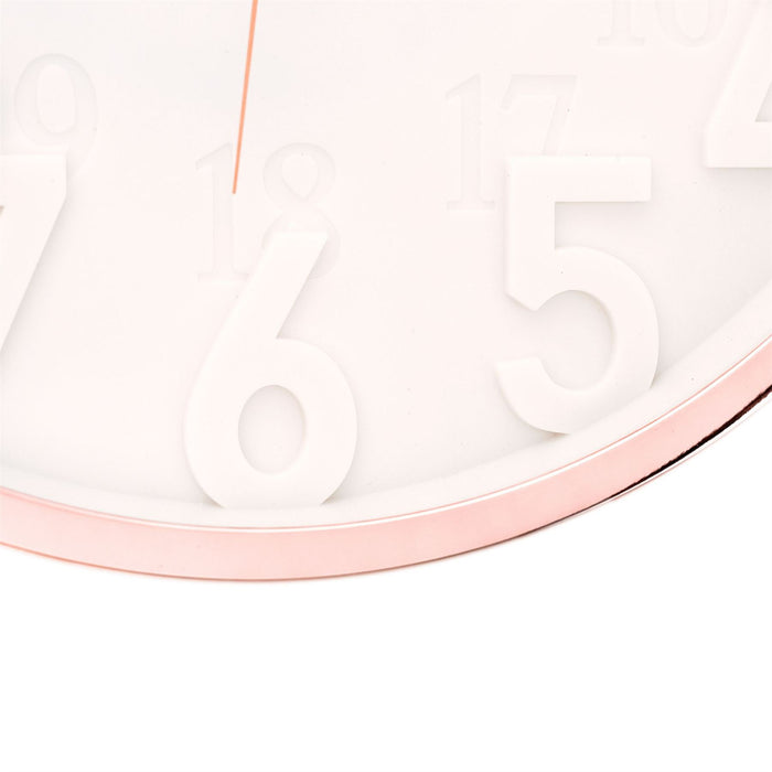 Hometime Round 3D Numbers 35cm Wall Clock in Rose Gold & White