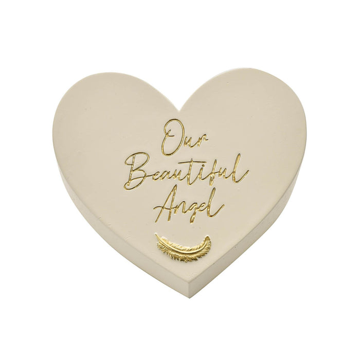 Thoughts of You Memorial Graveside Heart Plaque - Angels / Feathers