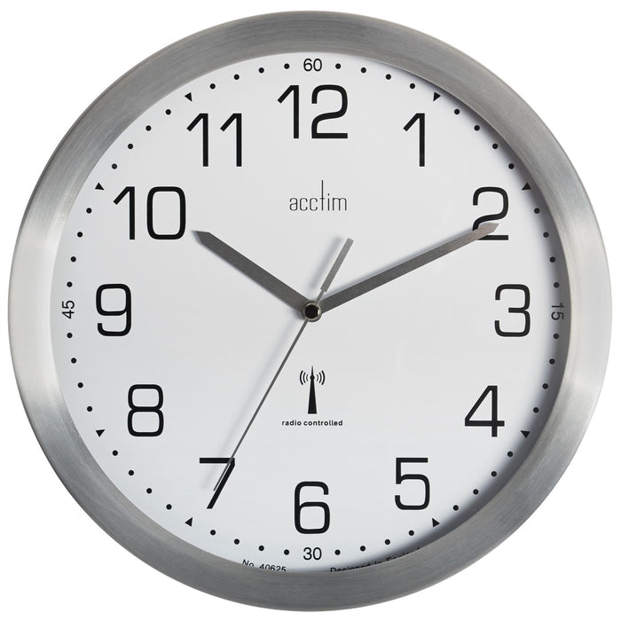 Acctim Mason 25cm Radio Controlled Wall Clock in Aluminium