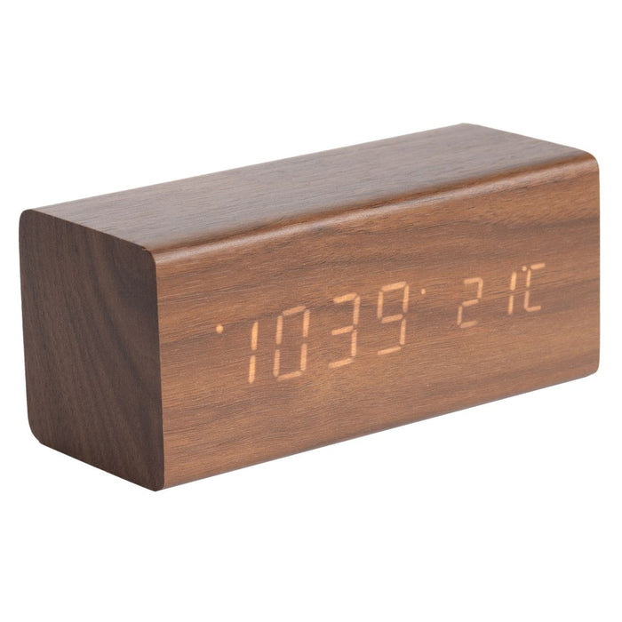 Karlsson Block LED Wood Veneer Alarm Clock