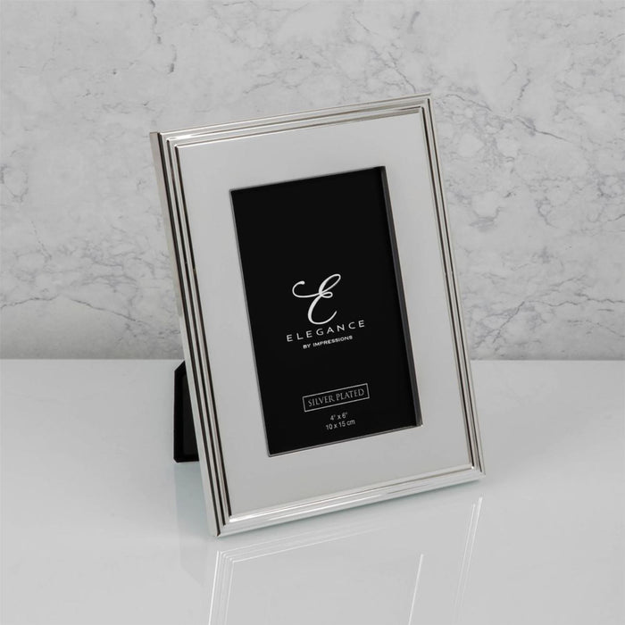 Elegance By Impressions Silverplated Rib Edge Premium Photo Frame with Gift Box