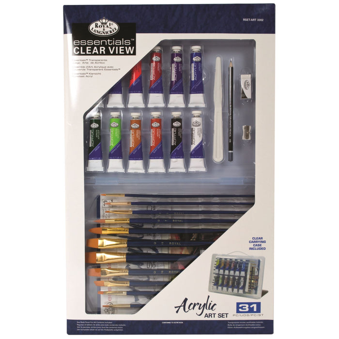 Royal & Langnickel Open Clear Case Art Sets with Storage Case