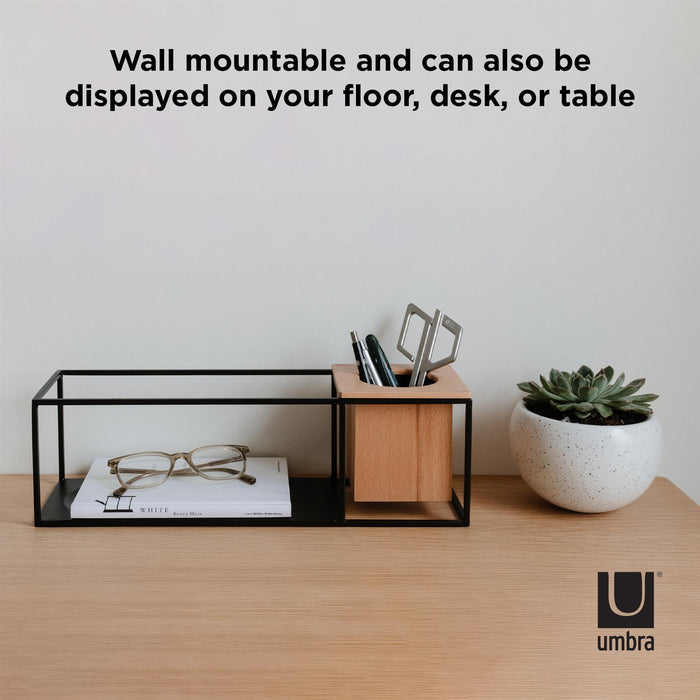 Umbra Cubist Wall Display Shelf with Wooden Container