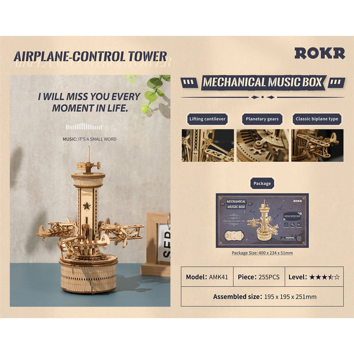 Robotime ROKR Airplane-Control Tower Building Kit