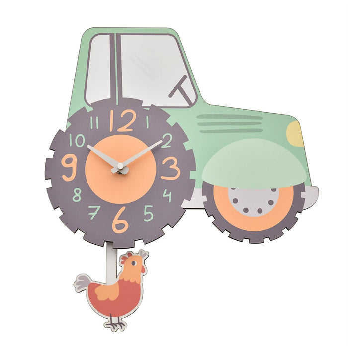 Hometime Kids Wooden Vehicle Wall Clock with Pendulum