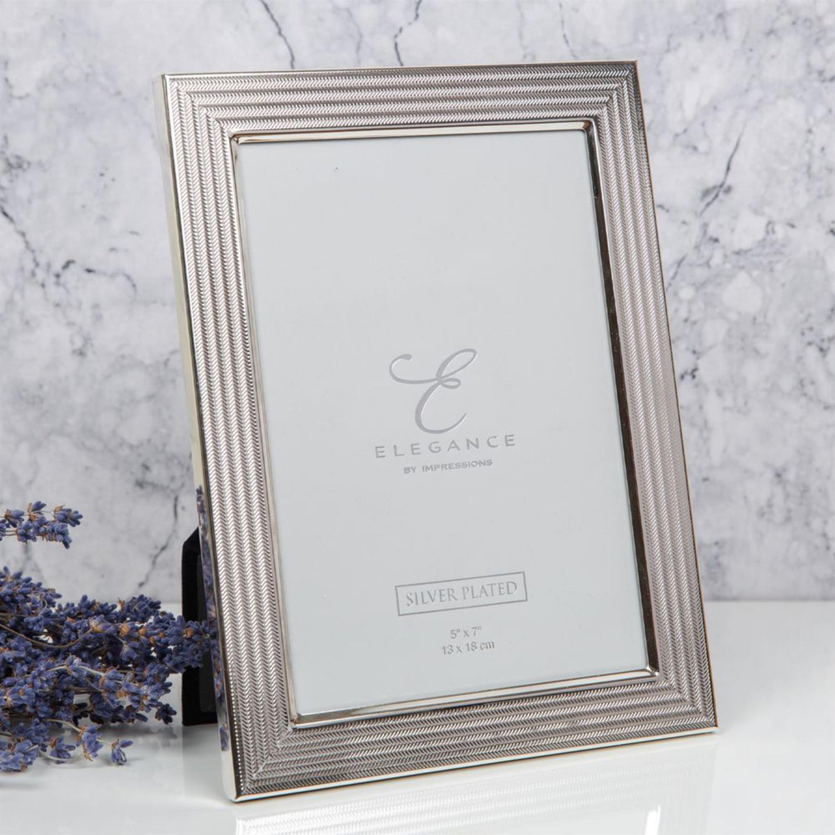 Elegance by Impressions Silver Plated Herringbone Photo Frame — Aspen ...
