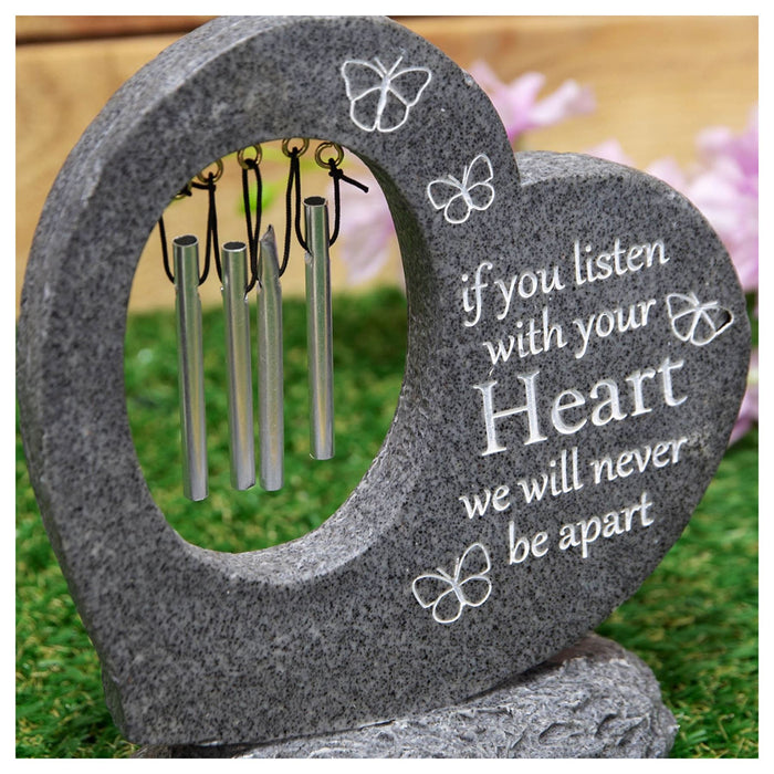 Thoughts Of You Graveside Stone Heart with Windchimes