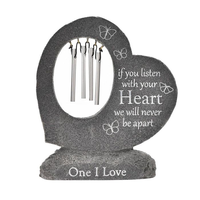 Thoughts Of You Graveside Stone Heart with Windchimes