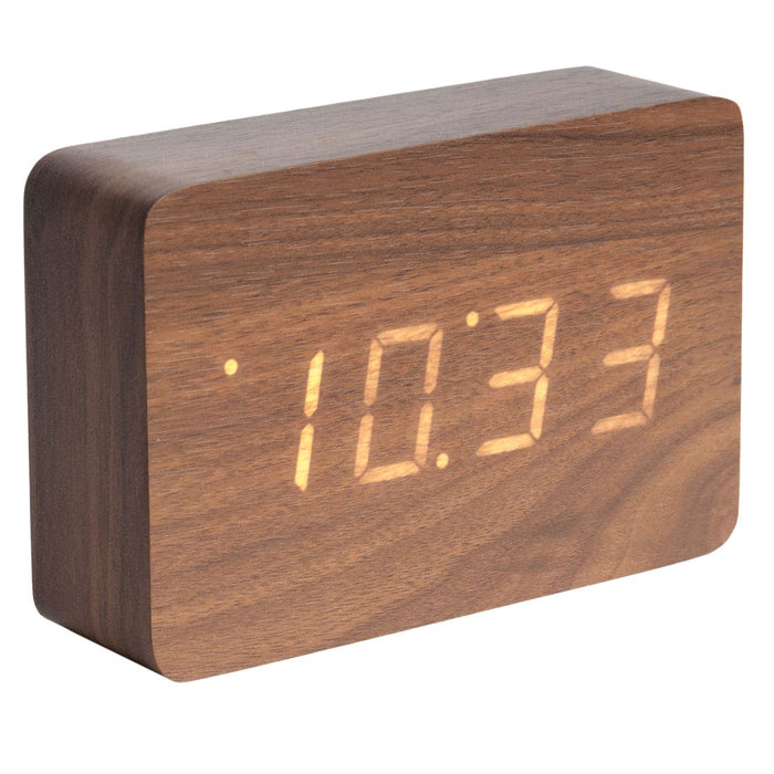 Karlsson Square Wood Veneer Alarm Clock