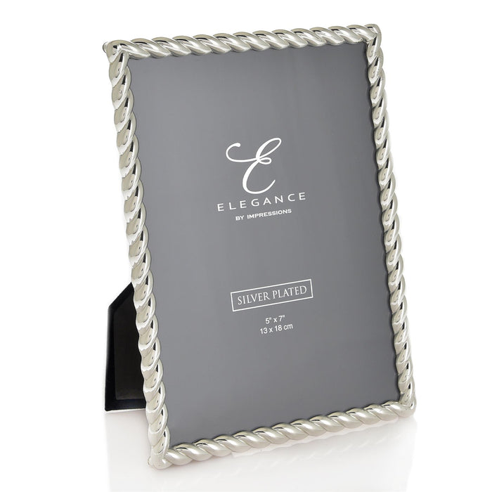 Elegance by Impressions Silver Plated Rope Twist Photo Frame with Gift Box