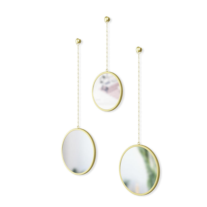 Umbra Dima Set of Three Round Mirrors with Hanging Chains