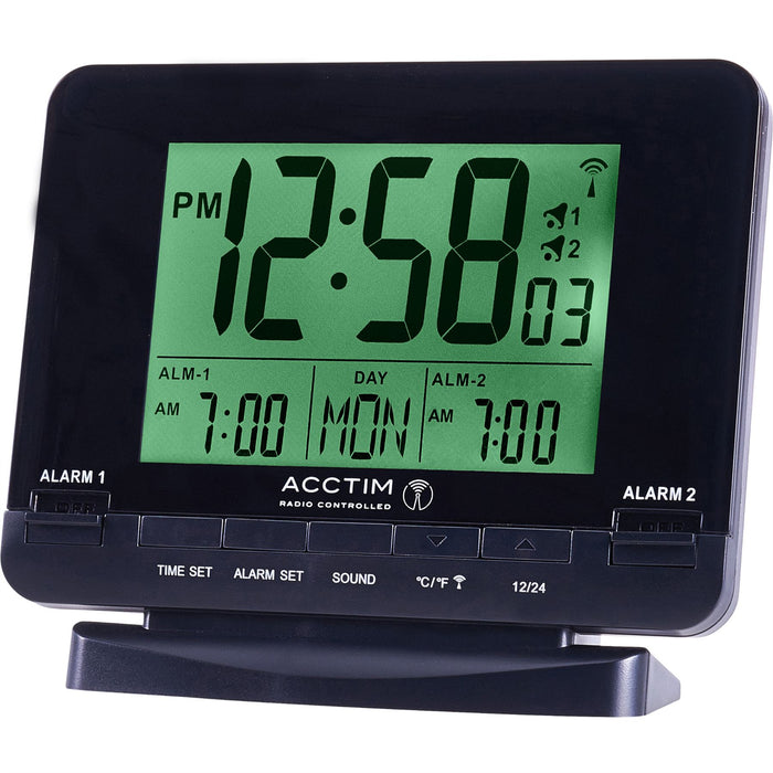 Acctim Delaware Digital Alarm Clock in Black