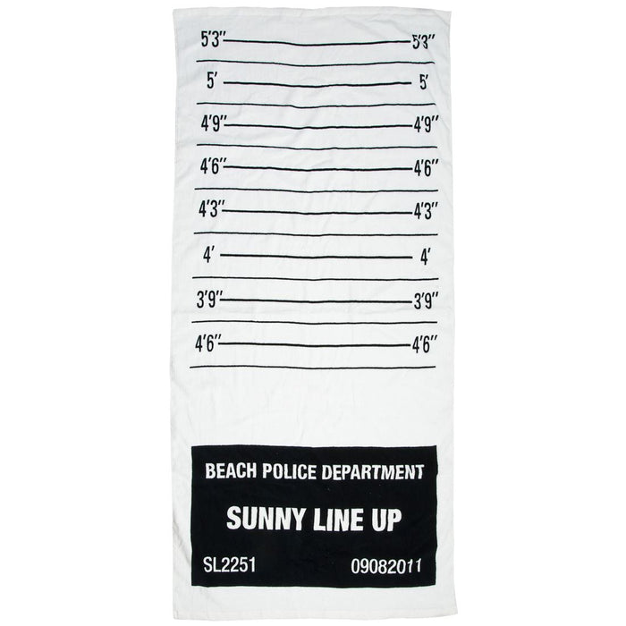 Silly Gifts White 'Sunny Line Up' 150 x 75cm Cotton Velour Beach Towel